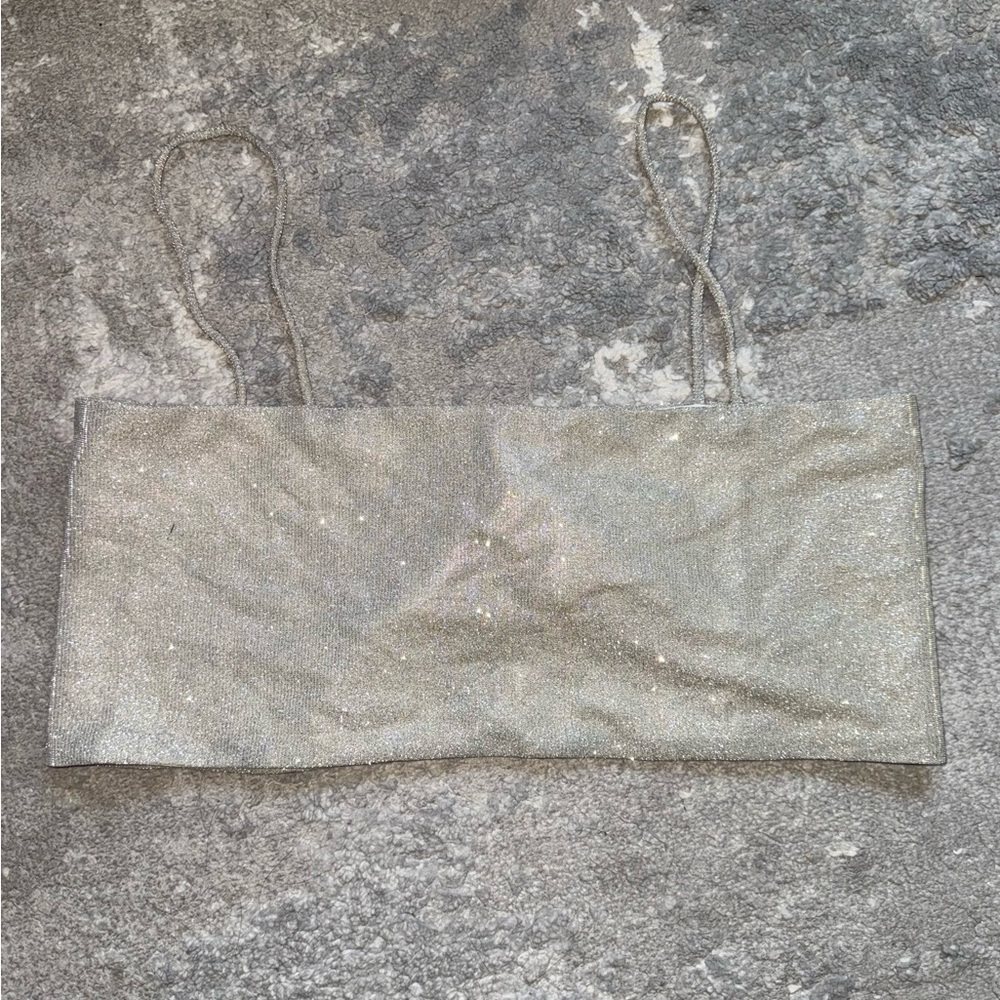 Silver Glitter Crop Top